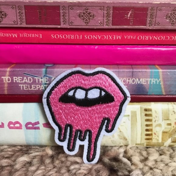 Costume Baldor Patch Lips Dripping Drooling Mouth Embroidered - Picture 3 of 4